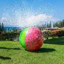 PoolCandy Giant Watermelon Inflatable Sprinkler Ball, Large Backyard Water Sprayer Beach Ball Lawn Toy, Connects to Garden Hose for Kids Adults Summer Outdoor Fun