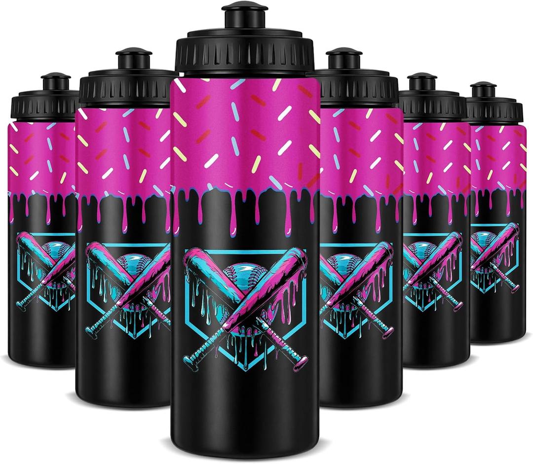 12 Pcs Baseball Drip Ice Cream Water Bottle Bulk Birthday Party Reusable Sports Bottle 20 oz Baseball Accessories Gifts School Sports