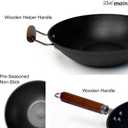 21st & Main Light weight Cast Iron Wok, Stir Fry Pan, Wooden Handle, 14 Inch, chefs pan, pre-seasoned nonstick, commercial and household, for Chinese Japanese and others Cooking