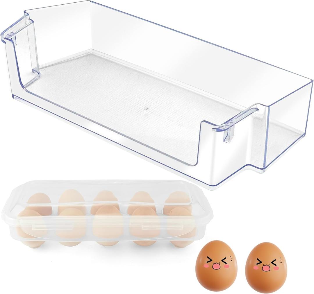 W11239961 W10900538 Door Shelf Bin Compatible for Whirlpool Refrigerator Door Shelf/Whirlpool Fridge Door Shelves/Whirlpool Fridge Door Shelf Bin by MIFLUS-with Additional Egg Tray