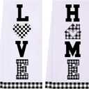 LXOMILL Farmhouse Kitchen Towels, Black and White Kitchen Decor, Buffalo Plaid Dish Towels, Decorative Country Checkered Kitchen Towels (2 Pack-love Home)