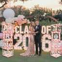 Sinmoe 8 Pcs 2026 Prom Graduation Boxes Decoration Photo Booth Border Lighting 12'' Column Standup with 2026 Prom Letters Graduation Props Backdrop Decor for Party Supplies(Pink)