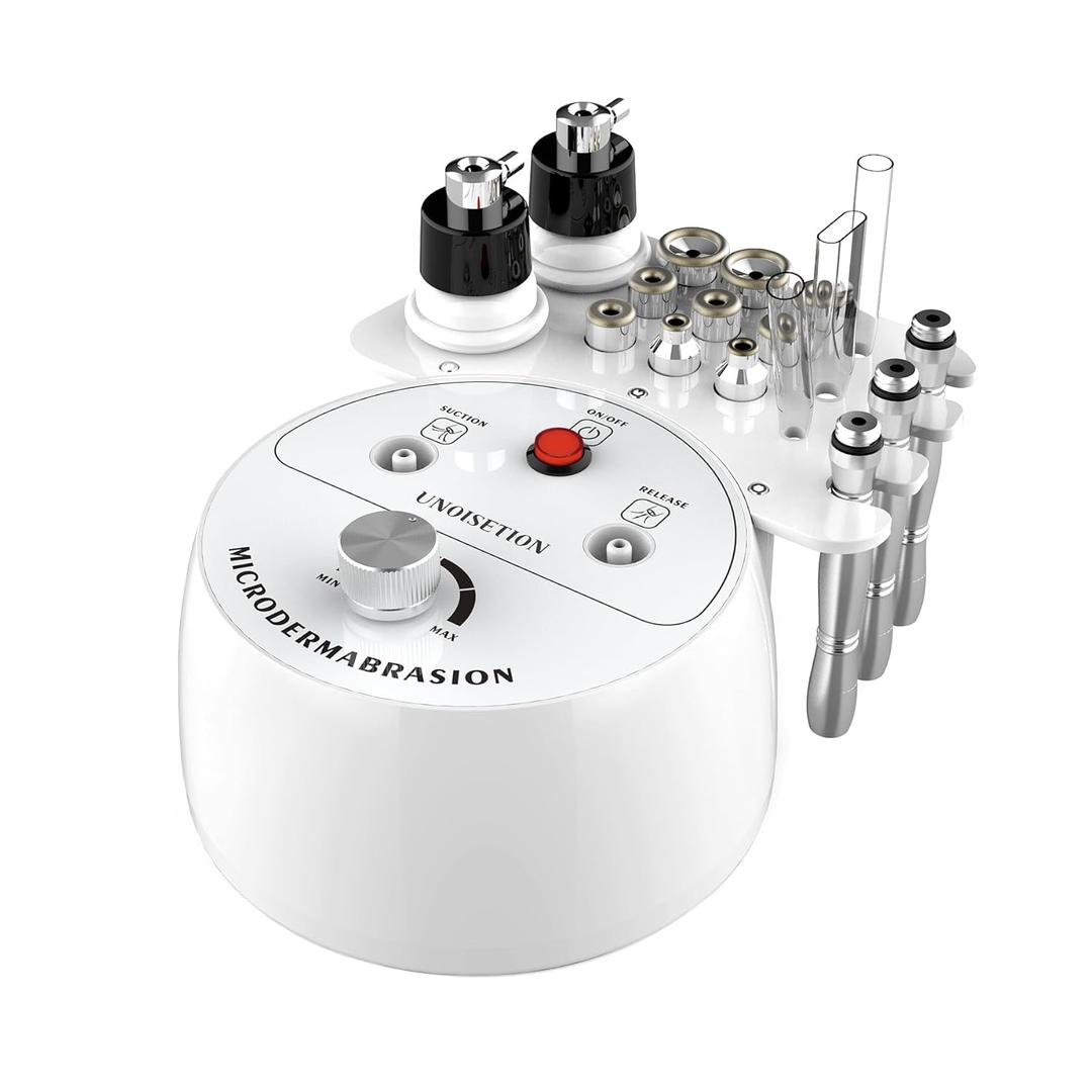 UNOISETION Diamond Microdermabrasion Machine Professional, 3 in 1 Dermabrasion Facial Peeling Skin Care Device for Salon Personal Home Use (White)
