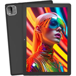 10 inch Tablet Android OS, 64GB, 1TB Expandable, 1280 * 800 HD IPS Display, Dual Camera, Quad-Core Processor, 6000mAh, Bluetooth,Type-C (Black)