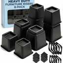 Bed Risers - 3 & 5 Inch Adjustable Furniture Risers or 8 Inch Combined - Heavy Duty for Couch, Table, Dorm, Sofa, Chair & Table - Bed Support Legs for Height, Supports Up to 1,300 lbs (8 Pack, Black)