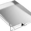 Skyflame Universal Stainless Steel Griddle, Flat Top Gas Grill Griddle Pan with Removable Rack and Raised Lip Edges, Fit for Most Gas Grill with Side Burner and Other Grills, Size 14.5" x 10"