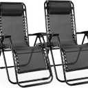 Alpen Zero Gravity Lounge Chair Set of 2, Patio Chair Folding Lounge Chairs for Outside, Portable Camping Chairs with Pillow and Cup Holder, Outdoor Recliner for Beach Outdoor Camping, Black