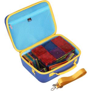Mchoi Shockproof Carrying Case Fits for PicassoTiles 100 Piece Set Magnet Building Tiles, EVA Portable Storage Case Shockproof, Blue