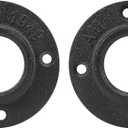 NearMoon Industrial Pipe Floor Flange, Heavy Duty Malleable Iron Pipe Fittings, Black Wall Mounted Vintage DIY Threaded Flange(2 Pack, 1.5 Inch)