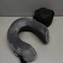 Neck Pillow Travel Pillow - 100% Pure Memory Foam Airplane Pillow with Adjustable Clasp & Removable Cover, Portable Travel Essentials for Long Flights, Car & Office (Dark Gray)