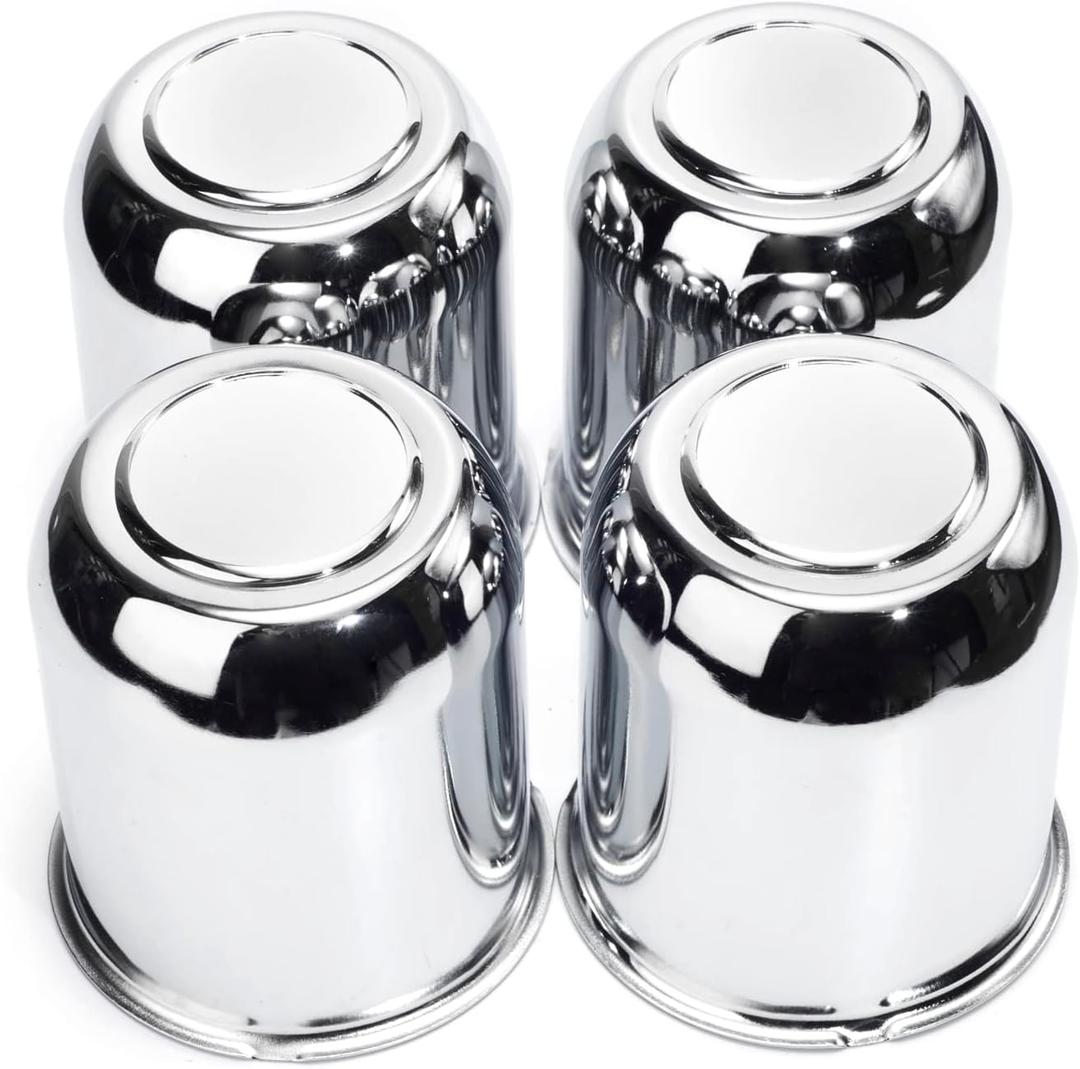 RTRHINOTUNING Pack of 4 3.74inch Push Through Wheel Center Caps Chrome Silver for Truck Wheels Rim Trailer