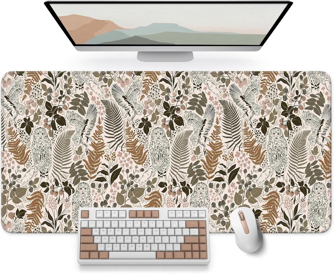Large Mouse Pad for Desktop, Cute Desk Mat Pad Protector for Work & Gaming, Aesthetic Pretty Anti-Slip Laptop Blotter Cover for Office School Home Supplies, Magical Forest, 31.5" x 11.8"