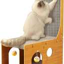 YEMOO Cat Scratcher, Cat Scratching Board, L Shaped Vertical Cat Scratcher for Wall and Couch Protection, Cat Cardboard Scratcher with 4 Ball Toys for Indoor Cats
