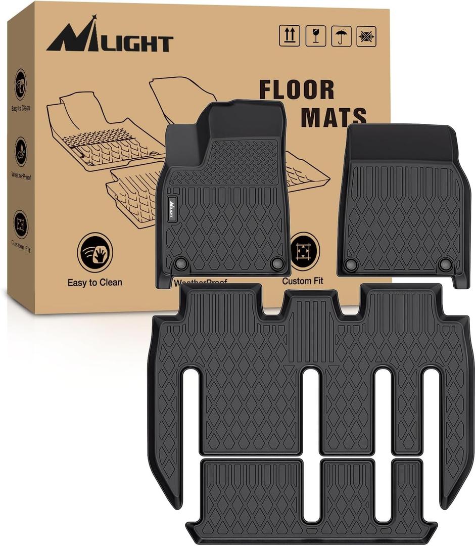 Nilight TPE Floor Mats for Tesla Model X 7 Seater 2022 2023 2024 2025 2026 All Weather Custom Fit Heavy Duty Floor Liners