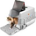 XXXL Stainless Steel Litter Box with Lid, Extra Large 28" L x 20" W x 17" H Enclosed Metal Cat Litter Box with Litter Scoop & Foot Pedal, Odor Control for Big Cats, Multiple Cats (Light Grey)