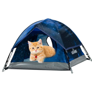 ASFANES Outdoor Waterproof Pet Camping Tent, Cave Bed for Indoor Cats and Small Dogs, Portable Cat House Dog House, 21.6x21.6x14.9'', Navy Blue, S.