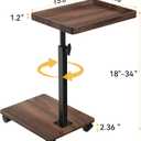 C Table End Table Adjustable Height, 360Swivel TV Tray Table for Small Spaces, Couch Tables That slide under, C Shaped Side Tables living room and bedroom for Sofa, Bed,Chair, Snack (1, Walnut Brown)