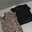 Ekouaer Nightgowns for Women 2 Pack Button Down Sleep Shirts Short Sleeve Nightshirt Sleepwear House Dress with Pockets (Large, Black/Brown Leopard)