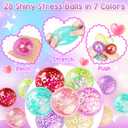 28 Pack Valentines Day Gifts for Kids, 28Pcs Valentines Stretchy Ball with 28Pcs Cards, Classroom Exchange Prizes & Party Favors, Kids Valentines Day Cards, Ideal Valentine Gifts for Boys Girls