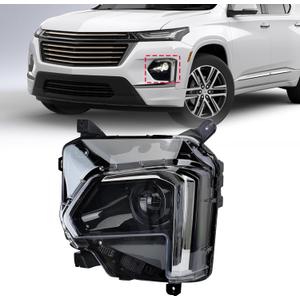 Left Driver Side Headlight Fog Lights Daytime Running Lights (DRL) Compatible with Chevy Traverse 2022-2024, OE# 85596373 GM2502525 (LH-Left Driver Side)