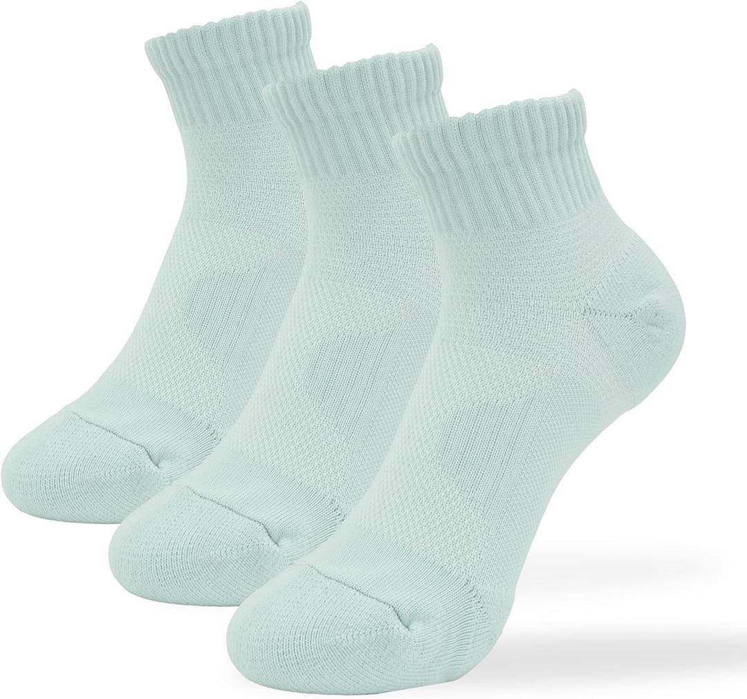 Women's Moisture Wicking Low-Top Ankle Socks, Shock Absorption, Air Bubble, 3 Pairs (6-9)