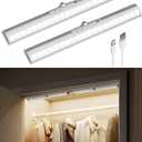 EZVALO 13-inch Motion Sensor Closet Lights, 2 Pack Rechargeable LED Lights with Rotatable Sensor, Glare-Free, 3 Color Temps & Dimmable, Magnetic Cabinet Lighting for Closet, Pantry, Stairs