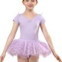 ZYXWVU Girls Short Sleeve Ballet Dance Leotards with Tutus Toddler Ballerina Outfits 6-7Y