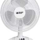 Oscillating Table Fan Quiet 3-Speed 12-Inch Adjustable Tilt Fan with Safety Grill, Ideal for Home, Office, Dorm, White