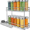 LYNK PROFESSIONAL Pull Out Spice Organization for Cabinets - 4-3/8 inch Wide Spice Rack for Inside Cabinets, Slide Out Spice Rack Organizer for cabinet Pull Out Spice Rack, Sliding 2 Tier Chrome