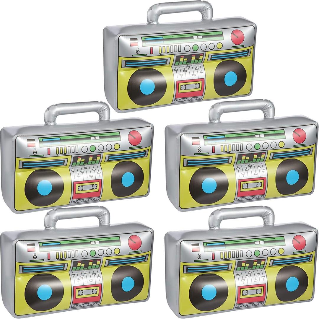 meekoo 5 Pcs Inflatable Boombox Inflatable Radio Boombox 80s 90s Party Decorations 16.5 Inches for Rappers Hip Hop Theme Costume Disco Retro Theme Party Decorations Supplies