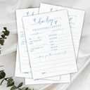 2 x Prediction & Advice Game Set For Baby Shower - Minimalism White & Blue - 30 Double-Sided Fill In Style Game Cards For Gender Reveal, Baby Announcement, Party Favor & Supplies - A01