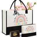 GiftPioneer Mom Gifts for Mothers Day, Best Mom Gifts from Daughter Son Kids, Unique Birthday Present for Mama Women Mother-in-Law Grandmas Nana w/Canvas Tote Bag & Makeup Bag