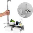 Bathroom Grab Bar w/Toilet Tissue Roll Holder, Munzong 3 in 1 Double Toilet Paper Holder w/Storage Shelf, Anti Slip Stainless Steel Safety Hand Rail Support Handicap Elderly Senior Assist Bath Handle