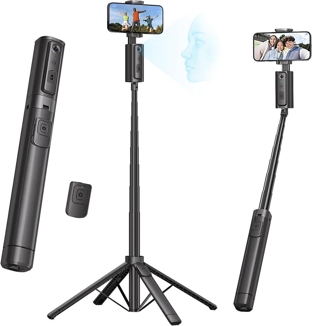 Auto Face Tracking Tripod,67''Phone Tripod for iPhone,360 Rotation Follows Your Movement, Bluetooth Remote, Phone Holder for Vlog, Live Streaming, Video Call, Content Creators.