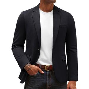 PJ PAUL JONES Men's Casual Knit Sport Coats One Button Slim Fit Blazer Notch Lapel Solid Suit Jacket with Pockets, XL