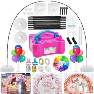 Balloon Arch Kit and Balloon Pump Electric, 10ft Wide Adjustable Balloon Arch Stand With 100Balloons 2Balloon Stands For Wedding Anniversary Birthday Mother's Day Party Decoration Graduation Ceremony