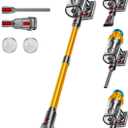 Cordless Vacuum Cleaner, 650W/55KPA/70 Mins Vacuum Cleaners for Home with Self-Standing, Anti-Tangle Brush, Smart Display and 1.8L Cup Cordless Stick Vacuum Cleaner for Pet Hair/Carpets (Gold)