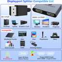 DisplayPort to Dual HDMI Adapter 4K@60Hz, DisplayPort Splitter for Dual HDMI Monitors, Supports Extended Display SST/MST Hub, DP Splitter 1 in 2 Out for PC, Desktop, NVIDIA/AMD Graphics Card