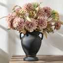 Ceramic Rustic Flower Vase with Handles, 8.36 Inch Tall Vintage Pottery Home Decor, Farmhouse Terracotta Vase for Living Room, Table, Shelf, Mantel Decoration, Farmhouse- Black Bronze