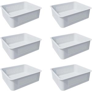 White Basket Poolside Deckbox Storage Organizer, 6-Pack (The baskets size is not suitable for any other brand of pool organizer except pool organizer)