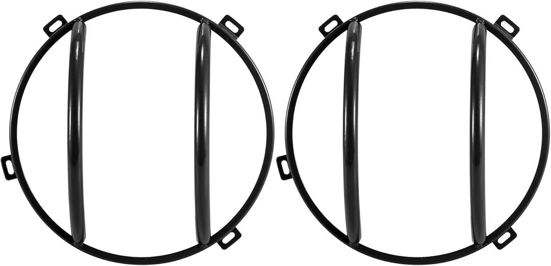 X AUTOHAUX 1 Pair Headlight Grill Guard Protector Cover for Jeep Wrangler JK Black Headlight Round Grill Cover