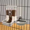 Automatic Pet Food Water Dispenser, Auto Gravity Pet Feeder Water Bottle Set for Crate, Feeding Station for Small Dog Cat Rabbit Guinea Pigs Chinchilla Ferret Hedgehog (Gray)
