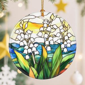 Birth Flower Christmas Ornament, Christmas Tree Ornaments, Keepsake Ornaments, Holiday Decor, Holiday or Xmas Gifts, Birthday Gifts, Flower Lovers Gift - Gift for People Born in May, Pack Of 2