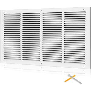 Fancat 24x12 Duct Opening | Steel Return Air Grille | Vent Cover Grill for Sidewall and Ceiling | HVAC Cold Air Intake Grille | White | Outer Dimensions: 25.75"W X 13.75", 24''Wx12''H [Duct Opening]