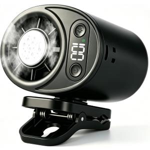 Car Clip on Air Conditioner Fan with LED Display 360 Rotation Portable Mini Personal Fan Cooling System for Vehicle Umbrella Office Beach Shirt Camping Waist (Black)