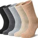 SeeyAN Merino Wool Socks For Women Hiking Winter Boot Thermal Warm Thick Cozy Work Crew Socks 5 Pairs (Black/Grey/Khaki)