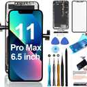 for iPhone 11 Pro Max Screen Replacement 6.5 inch LCD Display 3D Touch Digitizer Frame Assembly Full Repair Kit with Repair Tools, Screen Protector, Instructions