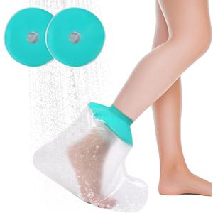 2PK Waterproof Leg Cast Cover for Showering - Reusable Shower Sleeve for Foot After Surgery, Watertight Non-Slip Adult Fracture Protector Bag, Water Proof Medical Covers for Heel/Foot/Wound/Bandages