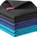 Nialnant 6 Pack Kitchen Towels, 100% Cotton Dish Cloth for Washing Dishes, Absorbent Quick Drying Dish Rags, Multipurpose Cleaning Rags-12x12 Inches (Black+navy Blue+blue)