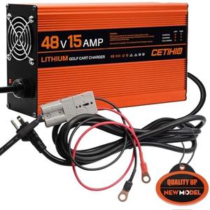 48 Volt Lithium Battery Charger for Golf Carts with Anderson Plug. 15 AMP Golf Cart LIFEPO4 Battery Charger. 16FT, 3-Stage Charge Technology, (Output: 58.4 Volts) 3-5 Hours Full Charge, Smarter